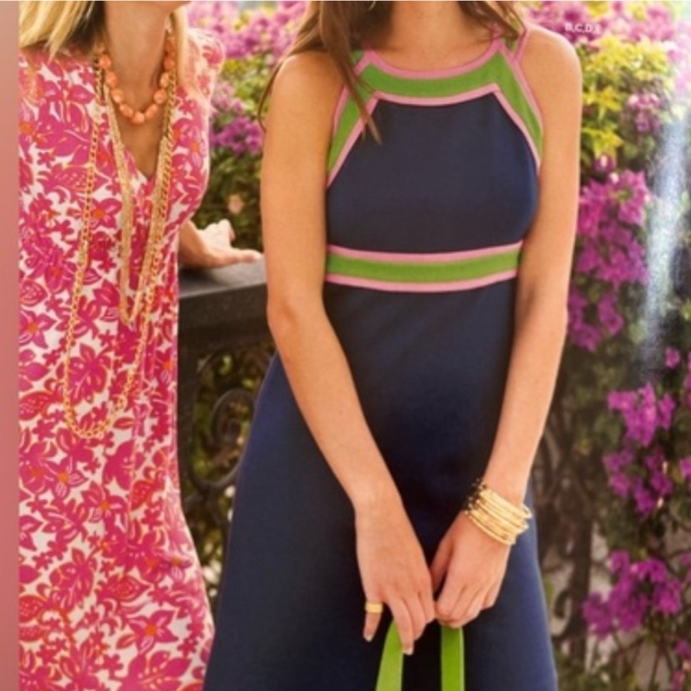 Lilly Pulitzer Navy and Green Mini Dress